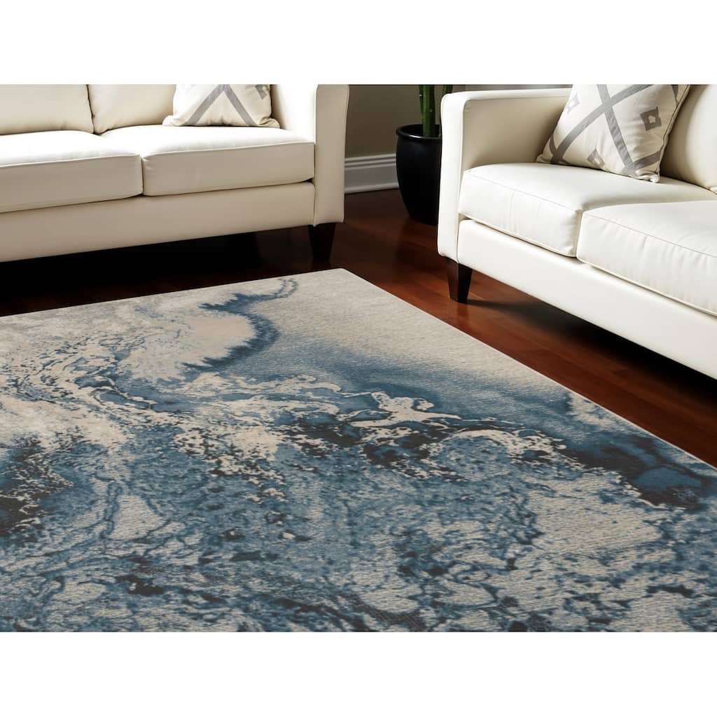 Cilep Power Loomed Abstract Modern Non Skid Stain Resistant Area Rug By HomeRoots