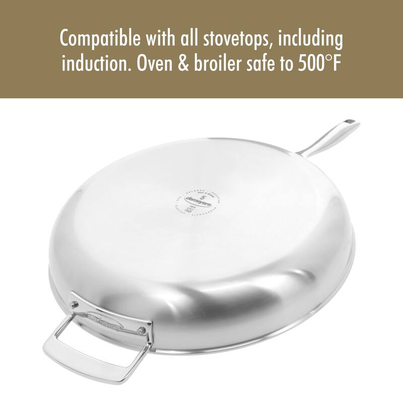 Demeyere Essential 5-ply 12.5-inch Stainless Steel Fry Pan with Lid
