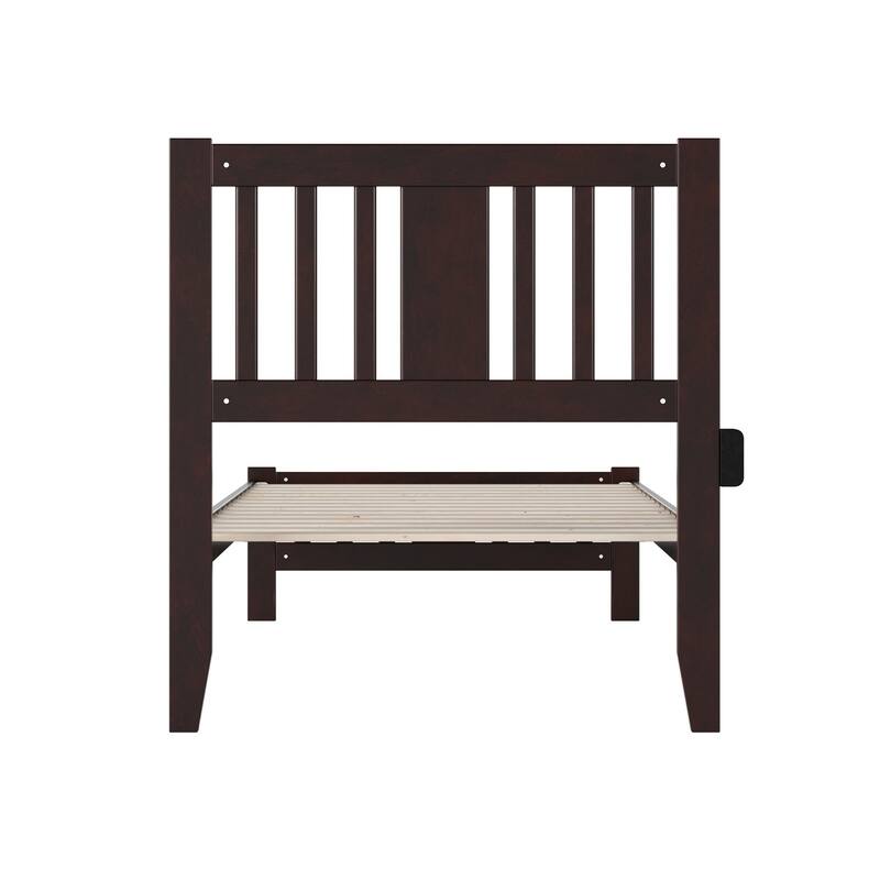 Twin XL Bed with Footboard - Espresso Solid Wood, Headboard & Charger