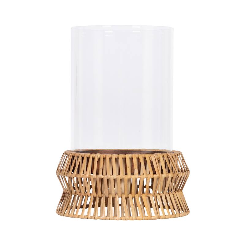 Kate and Laurel Rashana Rattan Pillar Candle Holder - 8x8x11