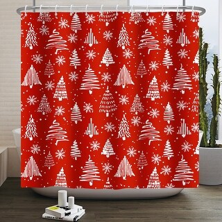 Red christmas shower curtain set