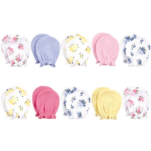 slide 1 of 1, Luvable Friends Baby Girl Cotton Scratch Mittens, Pink Floral, One Size - Pink Floral Pink Floral - One Size