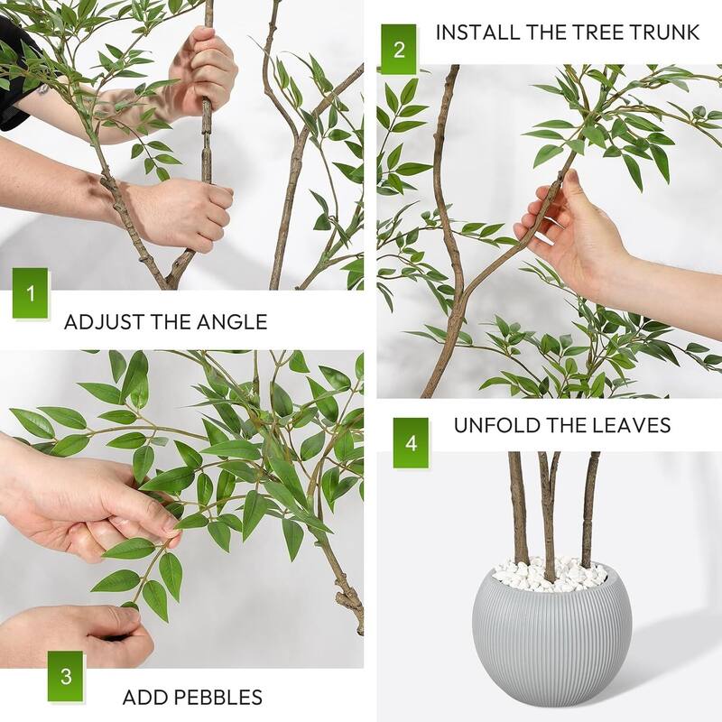 Nandina Artificial Tree Faux Floor Plant in Pot for Home Decor