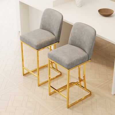Counter Height Bar Chairs Set of 2, Upholstered Armless Chairs with Backrest, Kitchen Island Chairs with Footstool