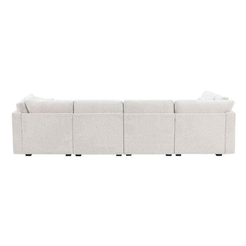 Christopher Knight Home - Modular Comfort Reversible Fabric Sectional Sofa with Ottoman, Beige (7-Piece Set)