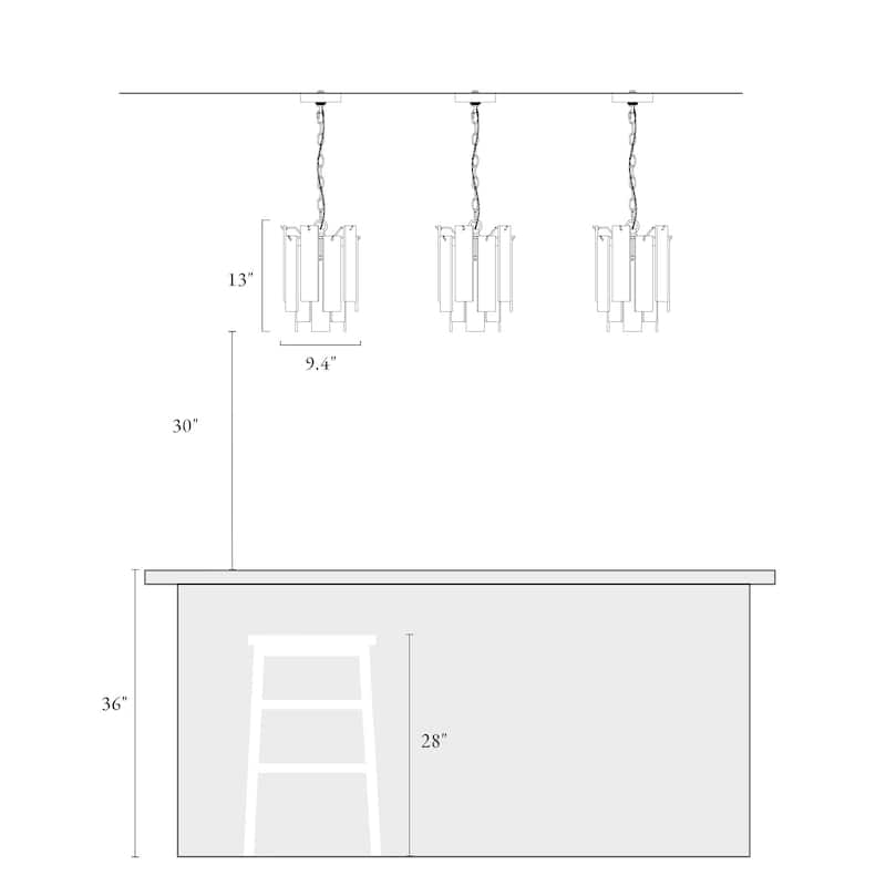 Elver Modern Gold 1-Light Chandelier Textured Glass Pendant Lights for Kitchen Island - D9.4"xH13"