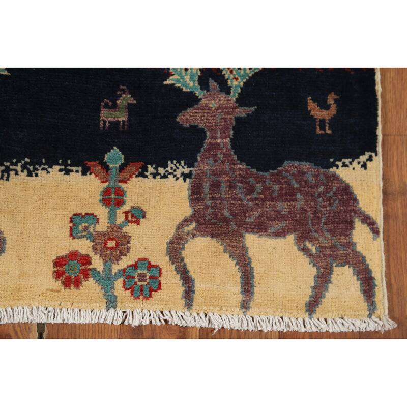 Animals Design Kazak Accent Rug Hand-Knotted Traditional Wool Carpet - 2'1"x 2'10"