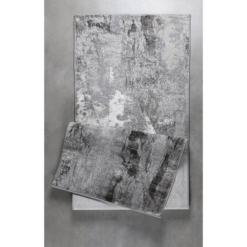 Hania Collection Grey Modern Abstract Area Rug