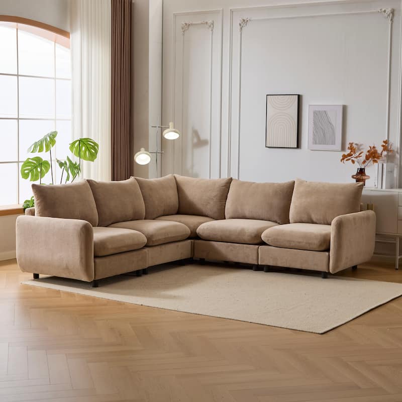 Christopher Knight Home - Evelyn Modern Modular Upholstery L-Shaped Sectional Sofa