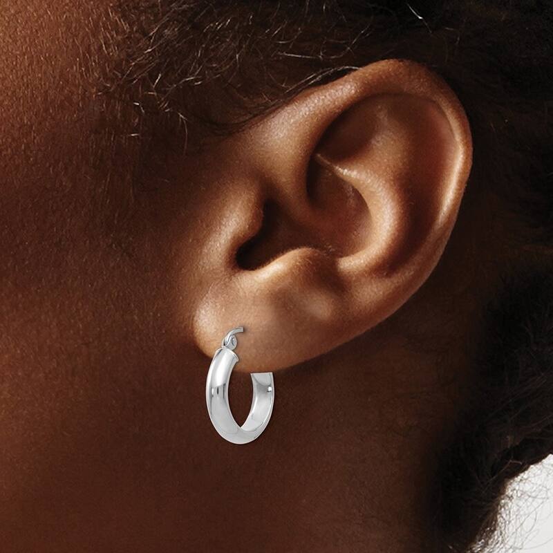 Curata 14k White Gold Polished Half Round 19x4mm Classic Hoop Earrings