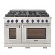 preview thumbnail 26 of 63, Professional 48 in. 6.7 cu. ft. Double Oven Natural Gas Range with 25K Power Burner, Convection Oven in Stainless Steel Blue