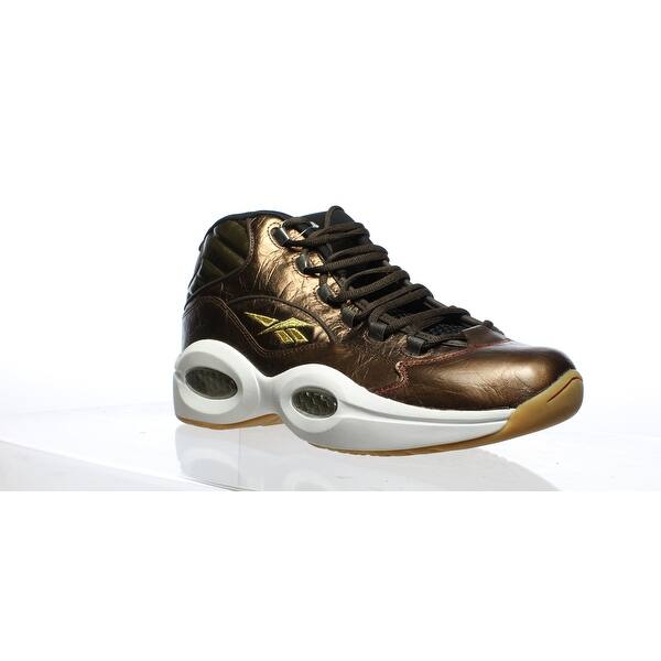 Shop Reebok Mens Question Mid Villa Dark Brown Basketball Shoes