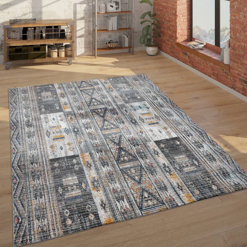 Modern Grey Rug For Living Rooms Abstract and Rustic Design - 2' x 3'3"