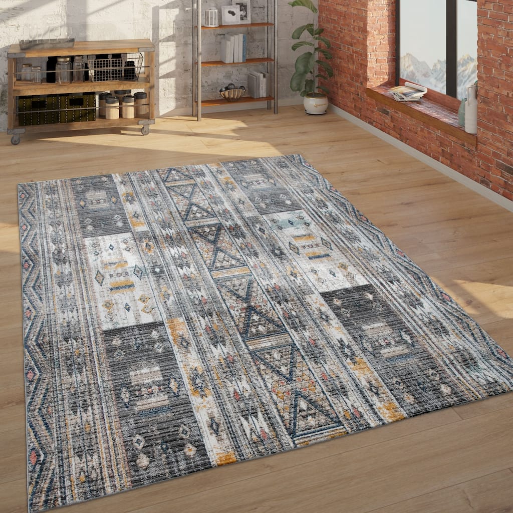 Modern Grey Rug For Living Rooms Abstract and Rustic Design
