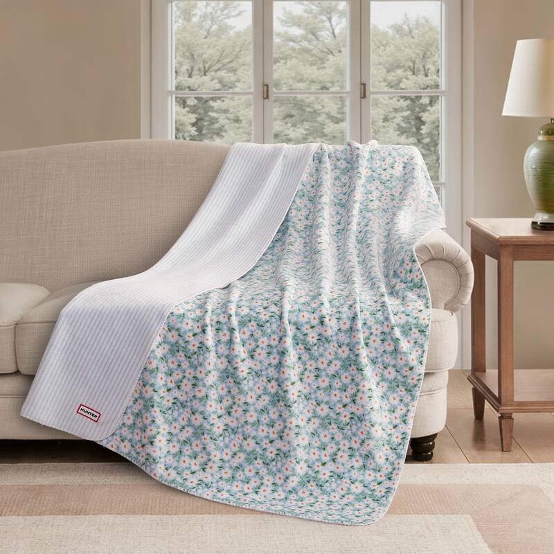 Hunter Reversible Plaid Plush Throw Blankets - 50" x 70" - Nantucket Breeze
