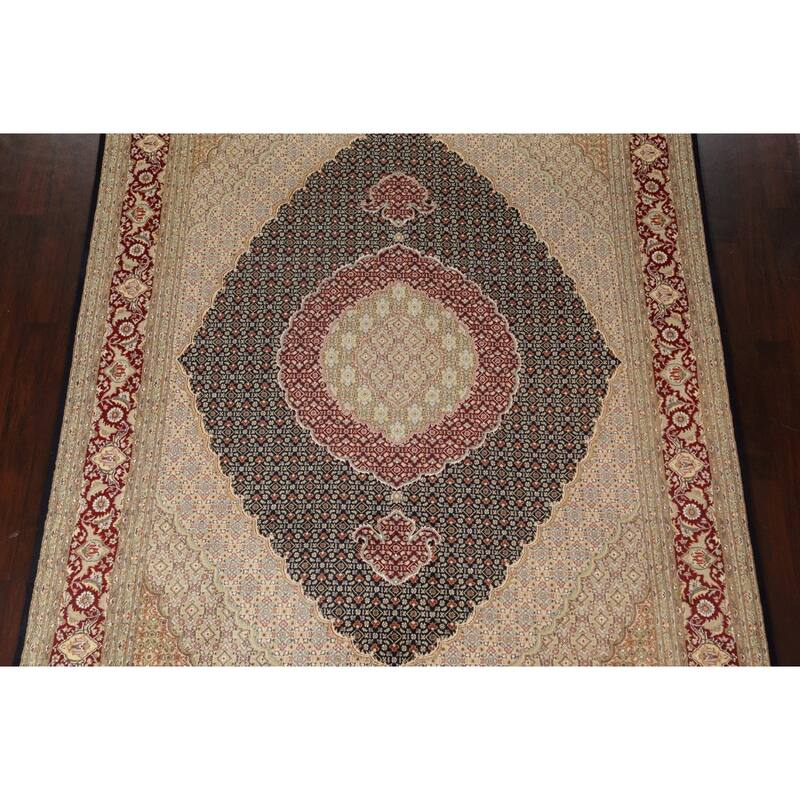 Wool/ Silk Tabriz Mahi Persian Vegetable Dye Area Rug Hand-knotted - 8'1" x 10'5"