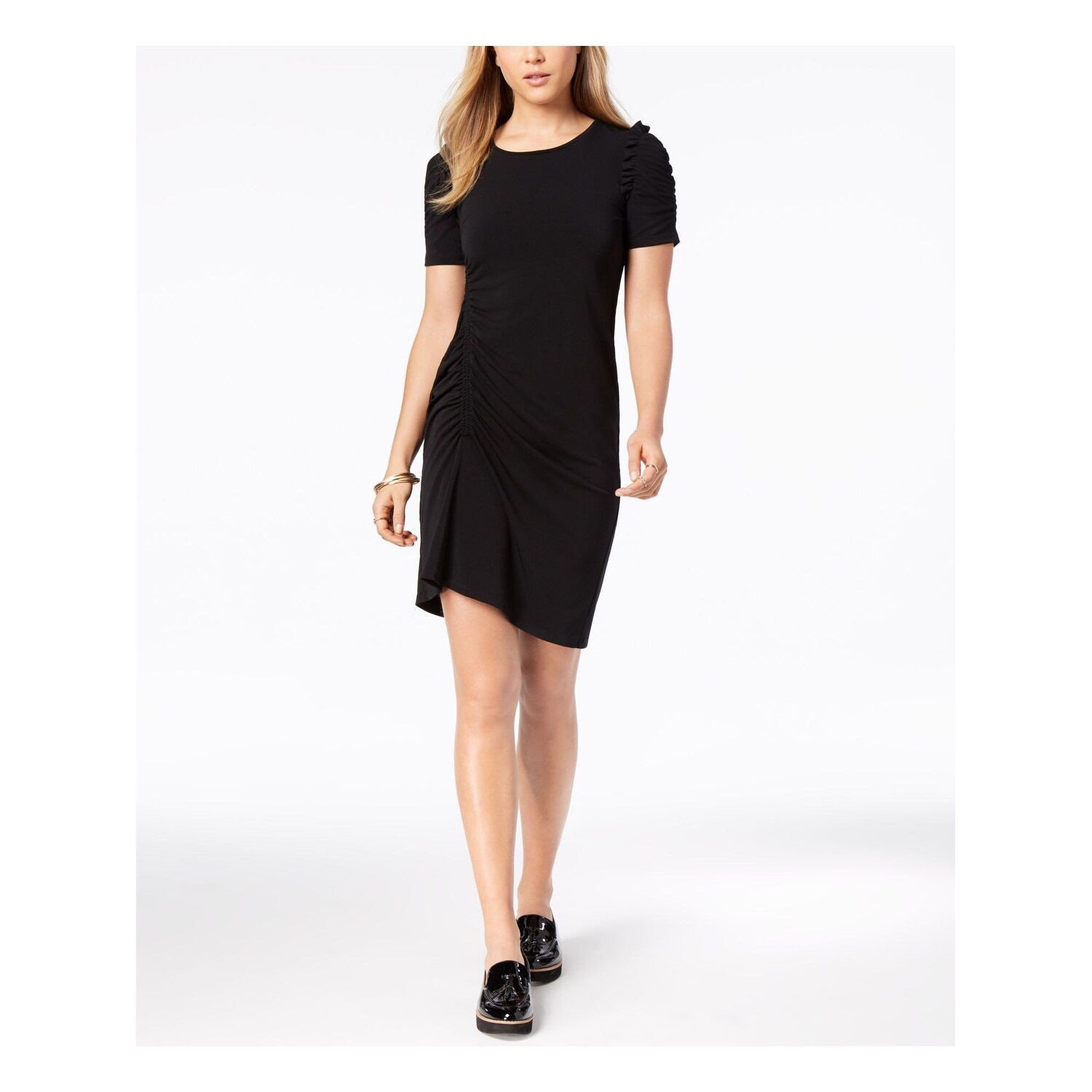 black short sleeve sheath dress