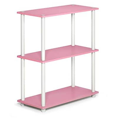 3 Tiers Wood Household Shelving Unit in Pink/White (23.6 in. W x 29.5 in. H x 11.6 in. D) - 23.6