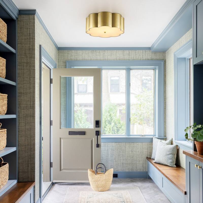 Metallic Luxury Scalloped Flower Drum Dimmable LED Flush Mount - 15.0 in