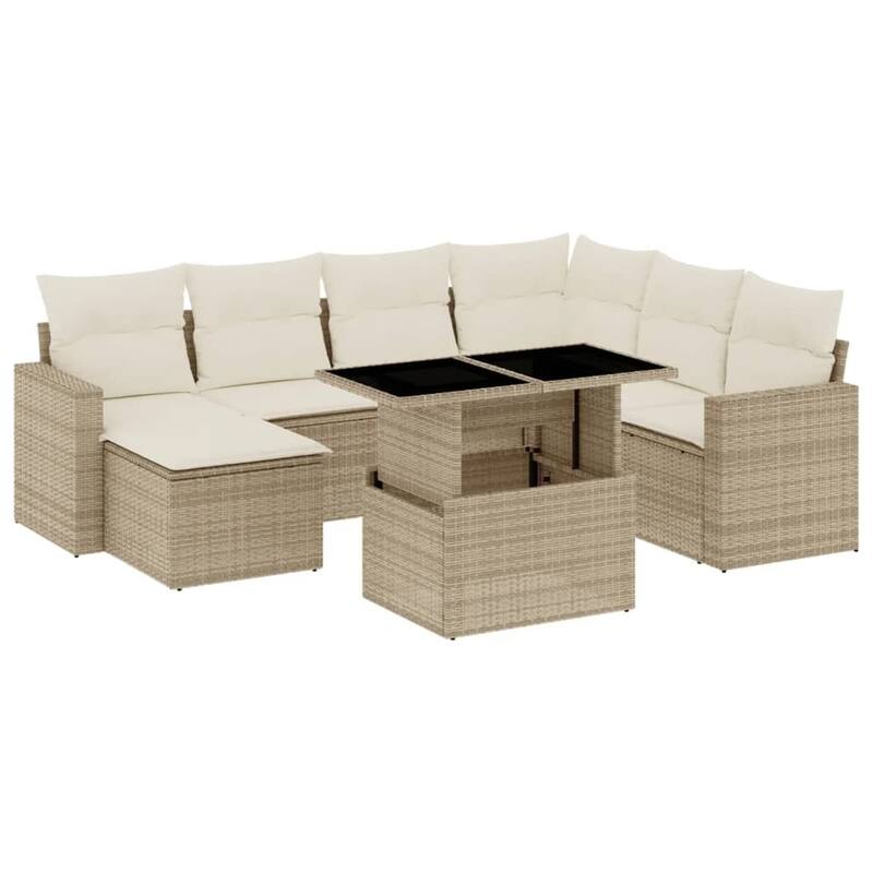 vidaXL Patio Sofa Set with Cushions Outdoor Furniture 8 Piece Poly Rattan
