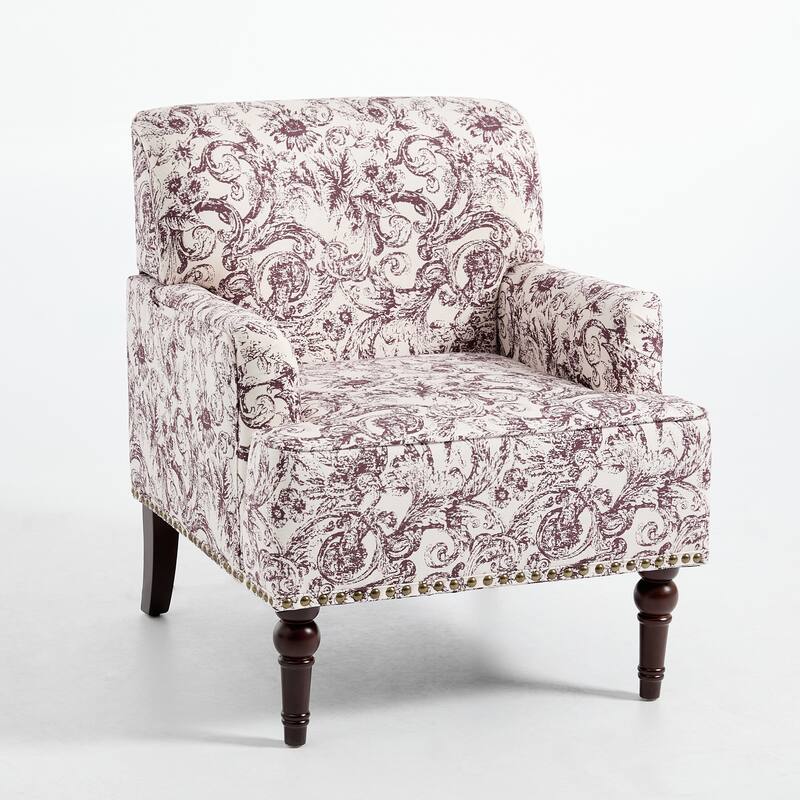 2 Set Upholstered Accent Chairs Nailhead Trim Armchairs