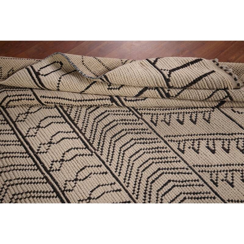 All-Over Geometric Moroccan Modern Area Rug Hand-Knotted Wool Carpet - 8'0"x 10'5"