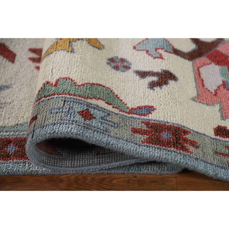 Light Blue Oushak Rug Hand-Knotted Oriental Wool Carpet - 9'2"x 11'8"