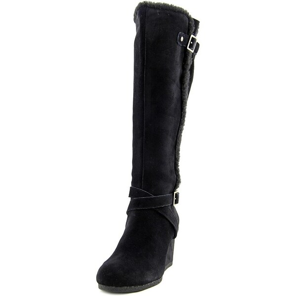 Giani Bernini Pippie Women Round Toe Suede Black Knee High Boot