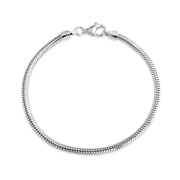 Bling Jewelry Sterling Silver Snake Chain Bracelet 3mm for European Charms Bead