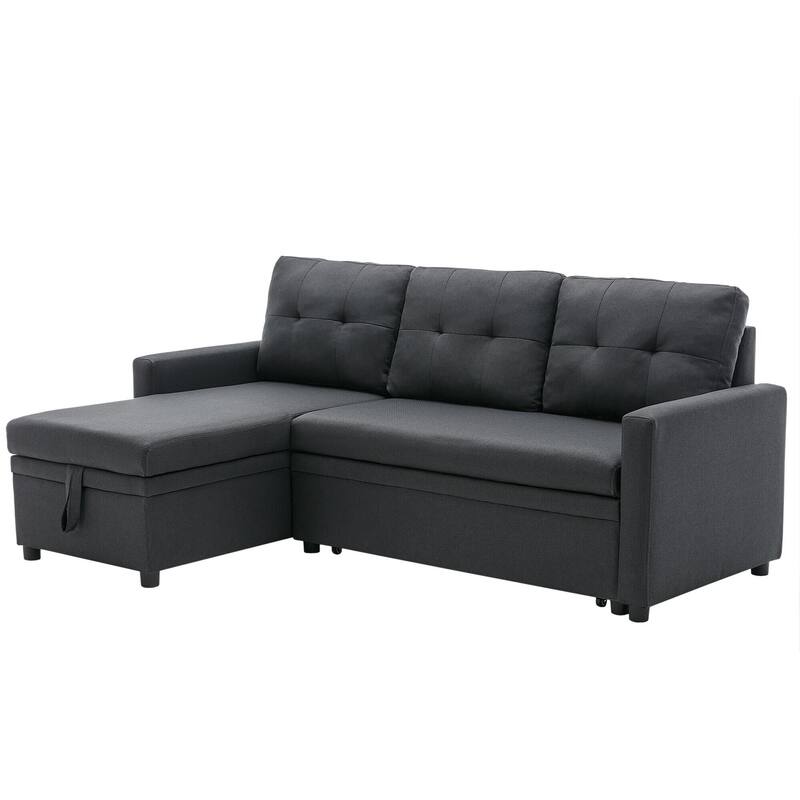 Tufted Convertible Corduroy/ Linen Modular Sectional Sofa with Storage Chaise