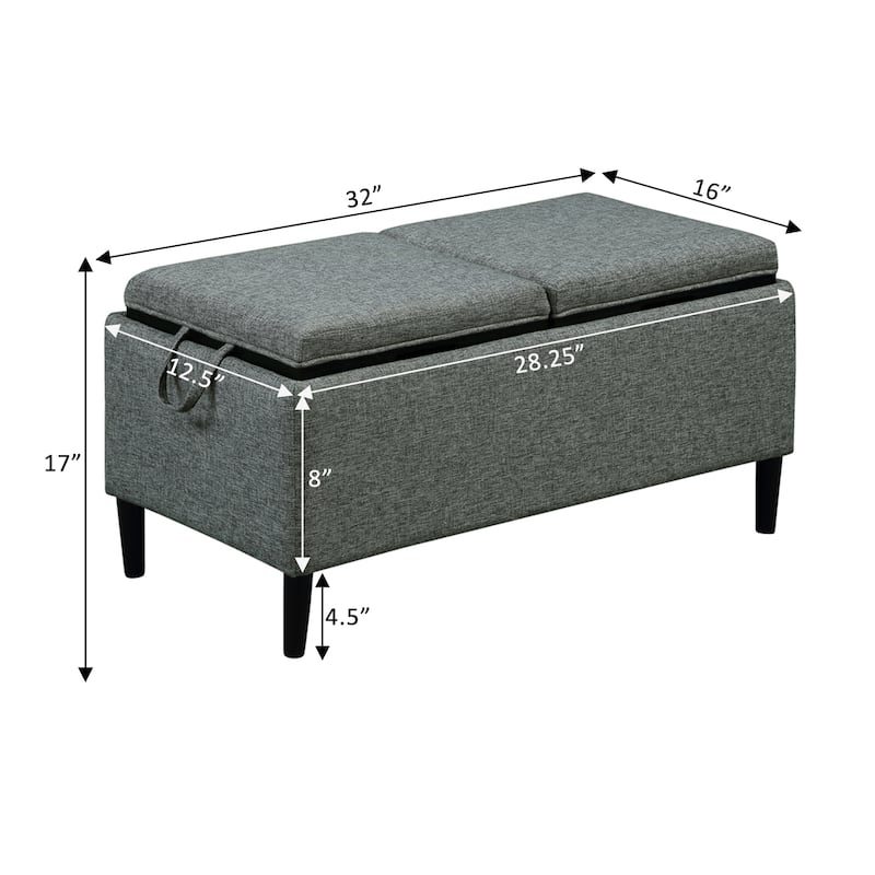 Convenience Concepts Designs4Comfort Magnolia Storage Ottoman with Reversible Trays