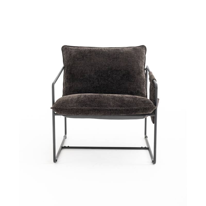 30.7" Arm Chair with Metal Frame and Gold Accents (Set of 2)