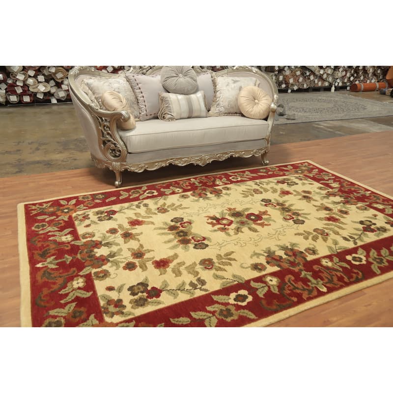 All-Over Floral Handmade Area Rug 6x10 - 10' 0'' X 6' 5''