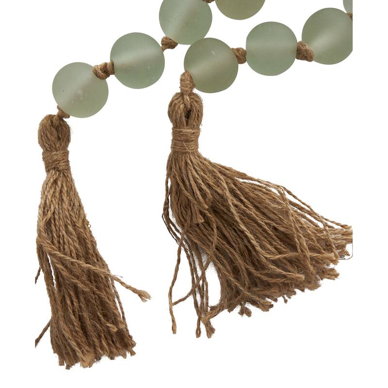 Glass Handmade Round Beaded Garland with Tassel with Knotted Brown Jute - Roche River Decor