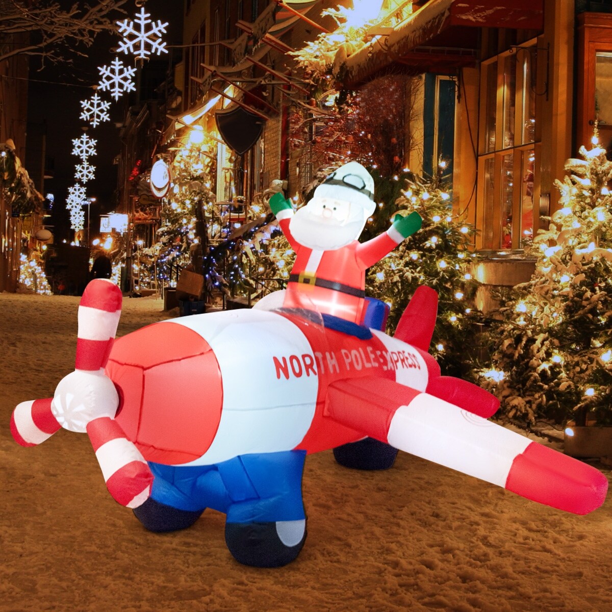 Shop Costway 8ft Led Inflatable Christmas Santa Claus Flying