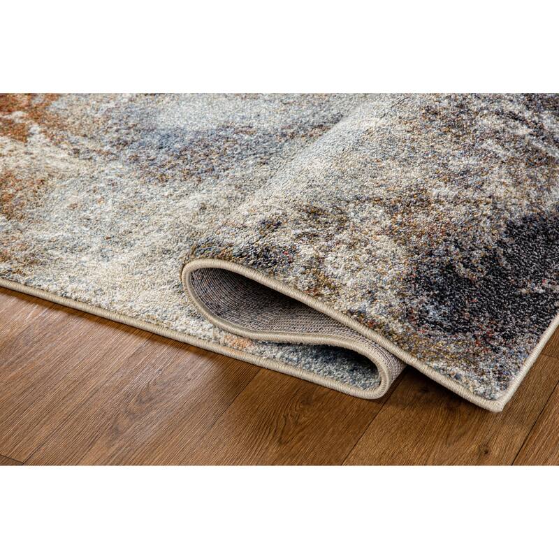 Olympia Collection Blue and Beige Abstract Design Area Rug