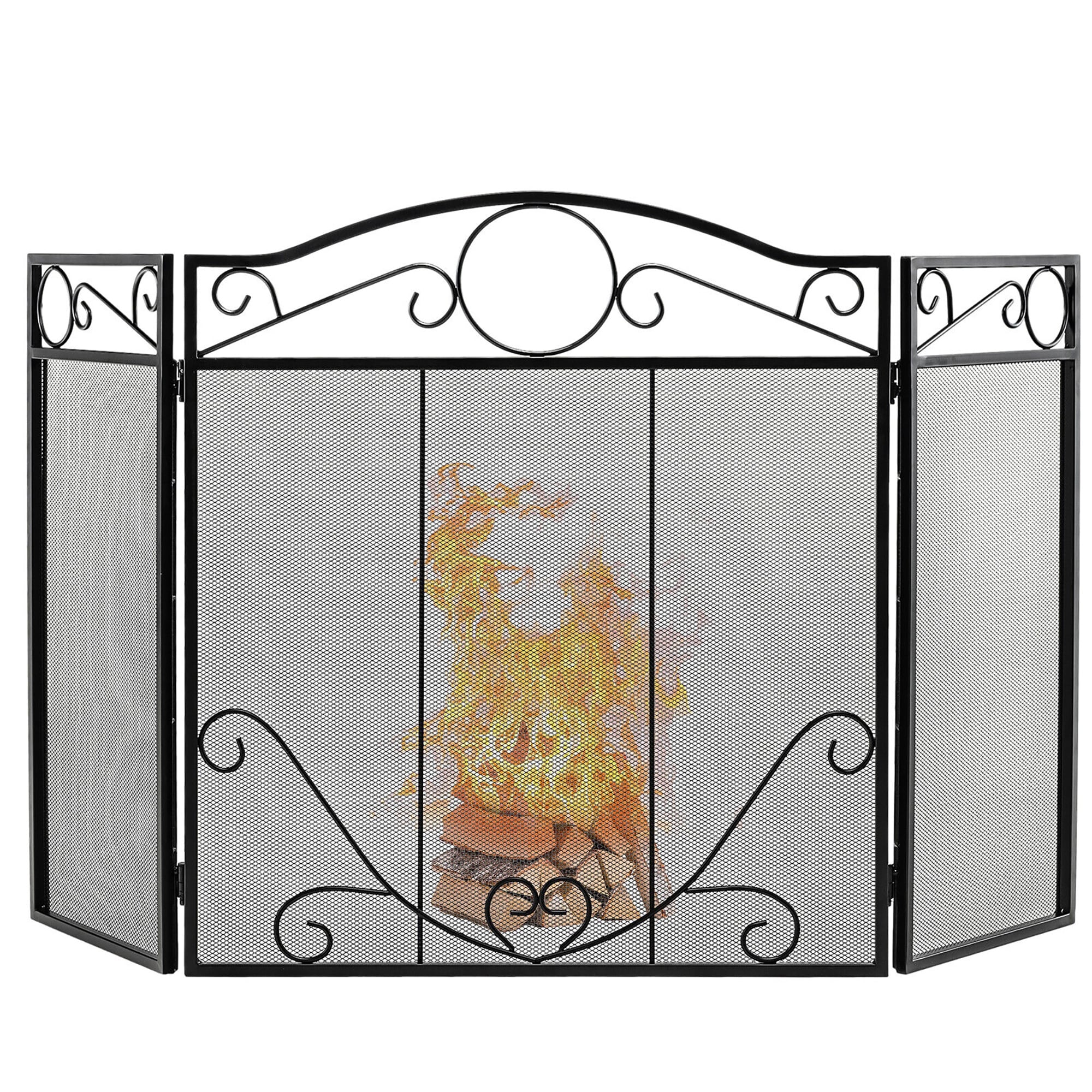 Gymax 3-Panel Fireplace Screen Decor Cover Pets Baby Child Safty