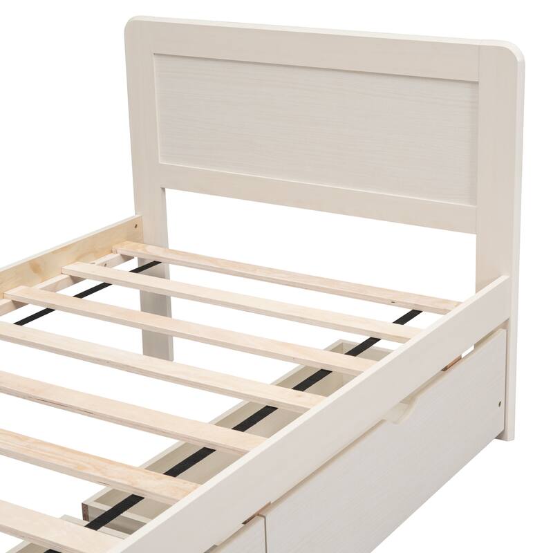 Modern Design Wooden Platform Bed Frame with Trundle