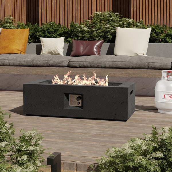 COSIEST Outdoor Rectangle Propane Fire Pit Table, 50000BTU - 42"*17"*13"
