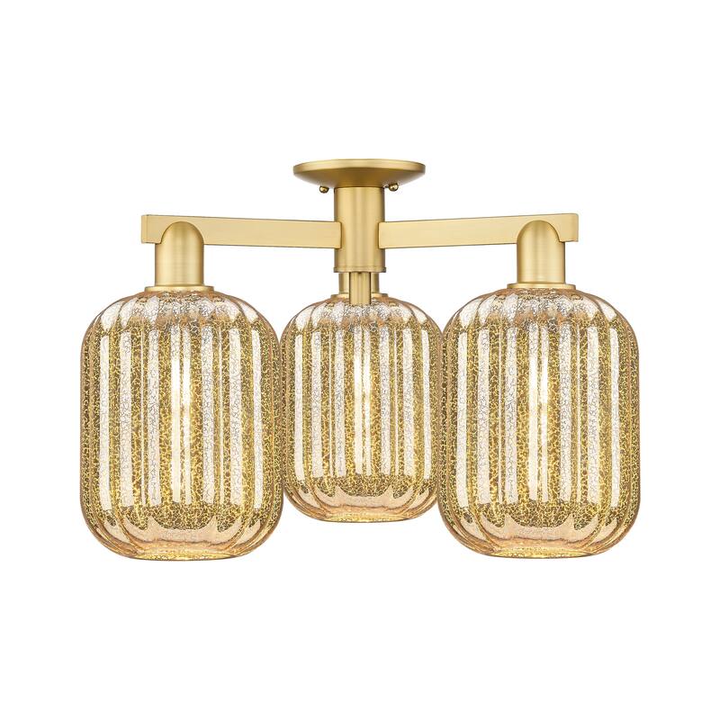 Innovations Lighting Downtown Urban - Preston - 3 Light 24" Jar Shade Semi-Flush Mount