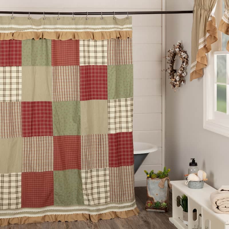 Prairie Winds Shower Curtain 72x72 - Shower Curtain 72x72 - Brick Red/Sage/Khaki