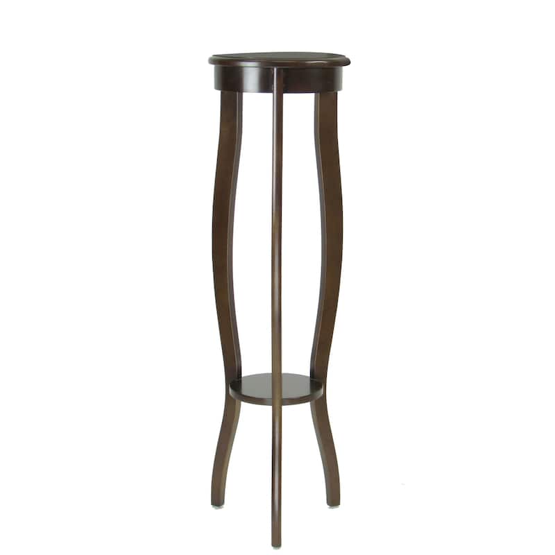 11.5 in. Brown Round Wood End Table with Pedestal Base