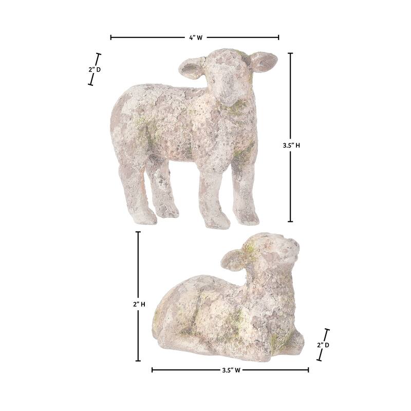 3.5" Resin Mossed Sheep Set of 2