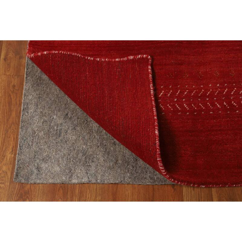 Hand Knotted Oriental 100% Wool Carpet Tribal Tribal Red Gabbeh Area Rug - 9' 7'' X 6' 7''