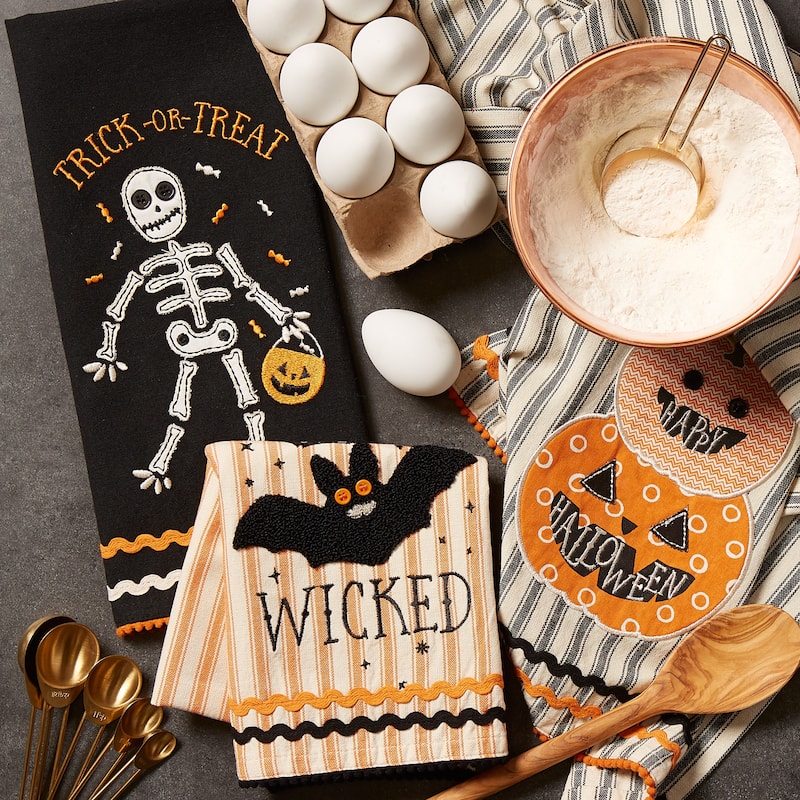 DII Halloween Embellished Dishtowels Set of 3