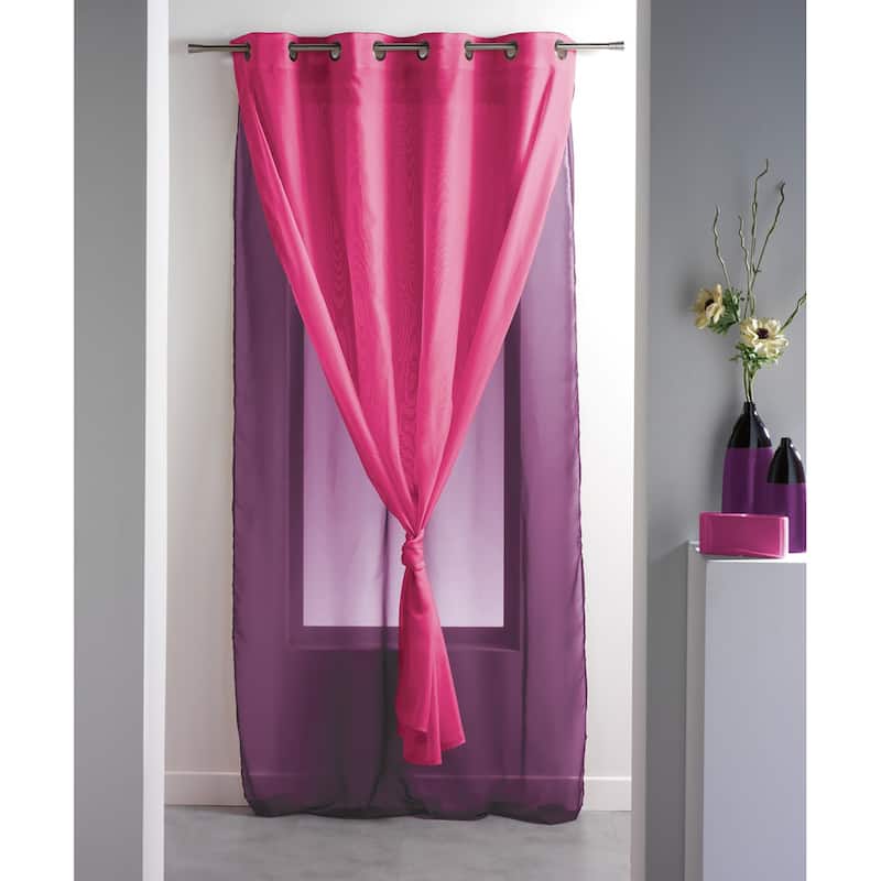 Double Layer Window Extra Wide Curtain Drape Elegant Two-Tone Sheer Curtain