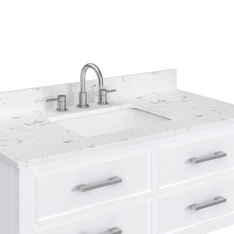 Avanity Brooks 43 in. Vanity in White finish and Cala White Engineered Top