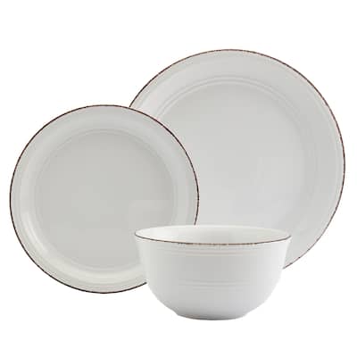 Tabletops Gallery 12PC White Farmhouse Dinnerware Set