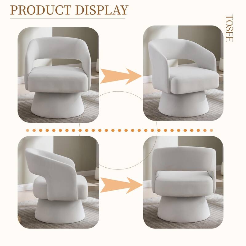 Swivel Barrel Chair, Velvet Accent Armchair 360 Degree Swivel Club Chair for Living Room Bedroom Reception Room