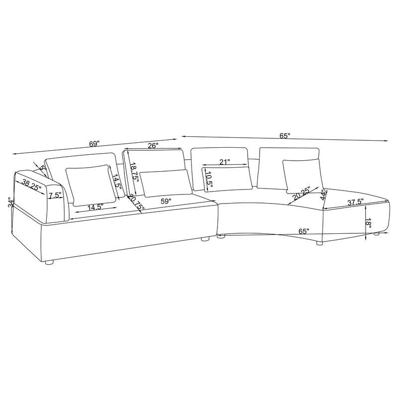 Lincoln Grey Upholstered Sectional Sofa